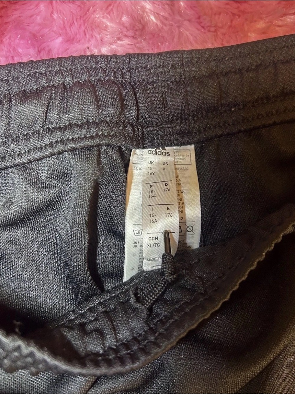 Adidas Black Track Pants with White Side Stripes - Picture 3 of 5
